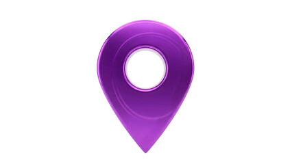 Purple map pin with white ring isolated on a transparent background location marker navigation symbol