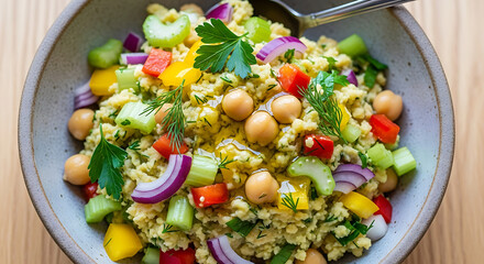 Vibrant chickpea and vegetable salad