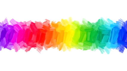 Rainbow colored brush stroke on transparent background isolated on a transparent background colorful