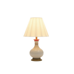 Elegant cream colored table lamp isolated on transparent background