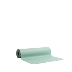 Light blue yoga mat rolled up and partially unrolled isolated on transparent background
