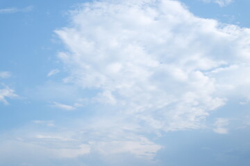 Obraz premium Summer blue sky cloud gradient light white background. Gloomy vivid cyan landscape in environment day horizon skyline view spring wind. High quality photo