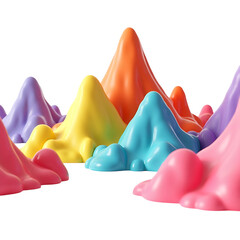 Colorful abstract mountain shapes isolated on transparent background