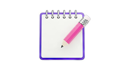 Notepad and Pencil Writing on White Background