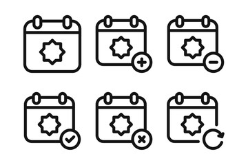 Islamic Calendar Linear Icon Set - Editable Stroke : Suitable for Use in Apps, Digital Content, and Printed Materials Related to Islamic Lifestyle, Prayer Activities, and Islamic Calendar Themes.