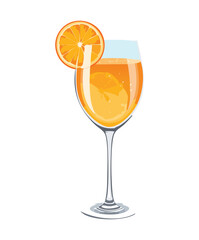 Refreshing orange tropical cocktail in elegant glass with orange slice for summer beach party and holiday celebration