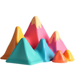 Colorful toy mountains isolated on transparent background