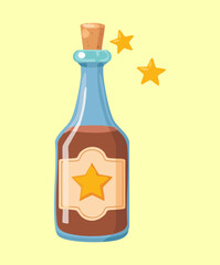 Premium blue liquor bottle with golden stars for luxury holiday celebration toast and festive party drink decoration