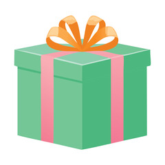 Luxury teal gift box with orange ribbon bow for elegant birthday surprise and festive holiday celebration present