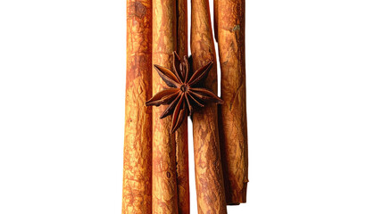 Close-up of cinnamon sticks and star anise on black backdrop