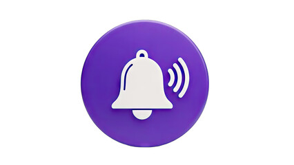 Notification Bell Icon Ringing on Purple Background