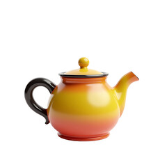 Colorful ceramic teapot isolated on transparent background