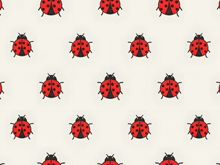 Ladybug pattern red insects on white background for decorative designs