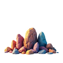 Pile of colorful chalk pastels isolated on transparent background