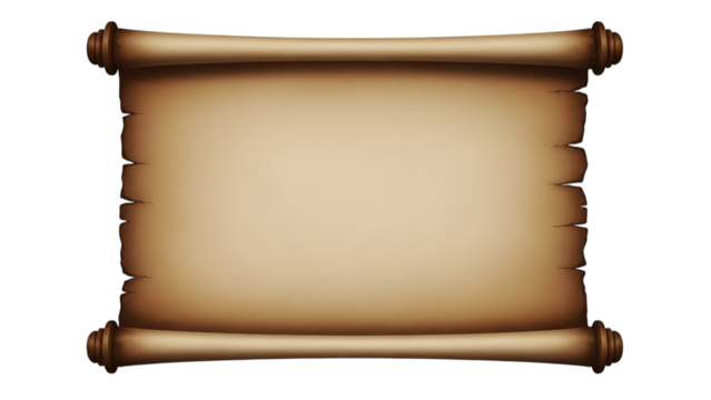 Vintage parchment scroll with wooden dowels isolated on a transparent background antique paper - Powered by Adobe