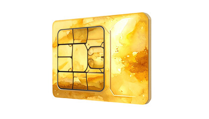 Golden-hued, stylized SIM card rendered against a black background