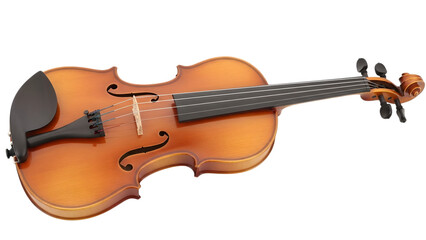 Fototapeta premium Violin with black chin rest and shoulder rest on strings isolated on a transparent background musical instrument