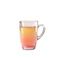 Clear glass mug filled with amber liquid isolated on transparent background