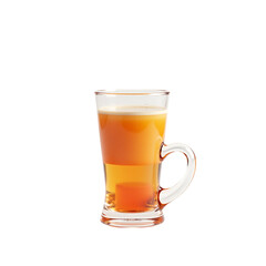 Glass mug with orange beverage isolated on transparent background