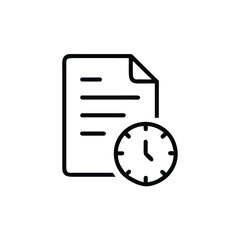 document with clock, time management icon, file time icon, schedule document, 