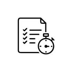 time tracking icon, time management, file with stopwatch, document time, work timer,