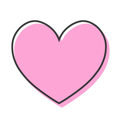 シンプルなハートの手描きイラストアイコン 版ズレ  ピンク