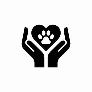 paw, heart, hands, silhouette, vector, icon, clipart, love, pet, animal, blackwhite, monochrome, outline, care, support, adoption, rescue, veterinary, charity, friendship, compassion, protection, affe
