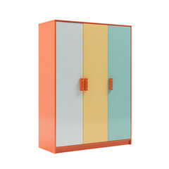 Colorful children s wardrobe with two doors isolated on transparent background