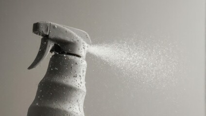 Close-up of a spray bottle releasing a fine mist.