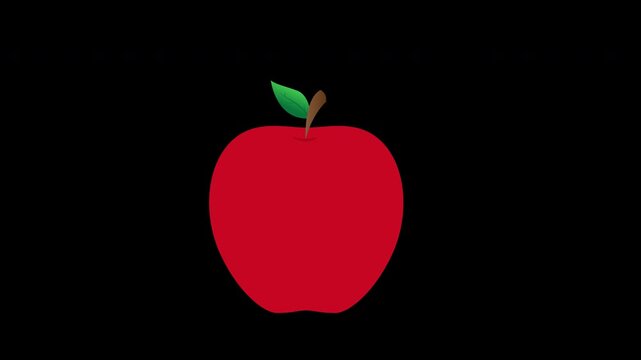 a red apple with a green leaf concept animation with alpha channel