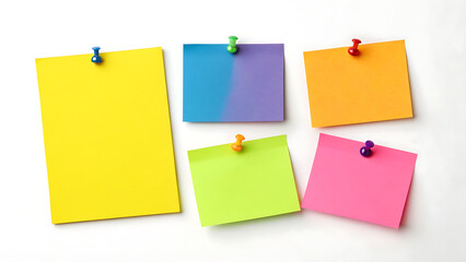 Colorful sticky notes on white background