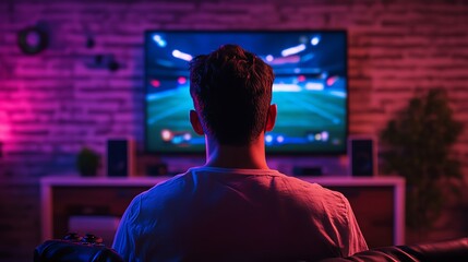 Person enjoys gaming on a large screen.