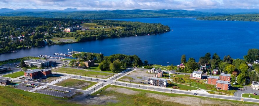 Aerial View of Lake Megantic, Lac-Megantic, Quebec, Canada on a Sunny Day