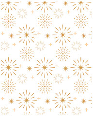 Golden Fireworks Icons Set – Festive Celebration Burst Elements on White Background
