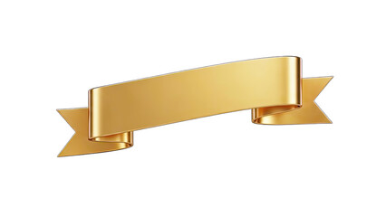 Golden Ribbon Banner on White Background