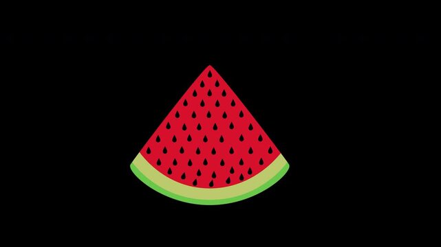 a slice of watermelon with black seeds concept animation with alpha channel