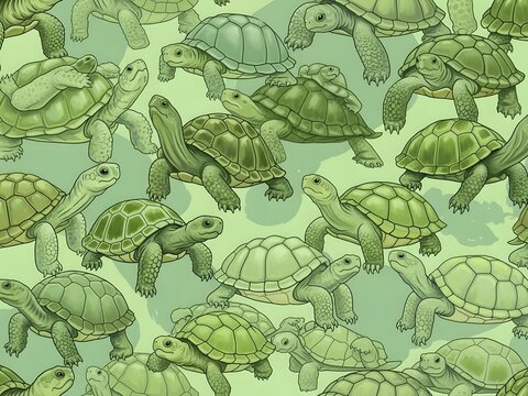 Green turtle illustration pattern for decorative educational and artistic projects