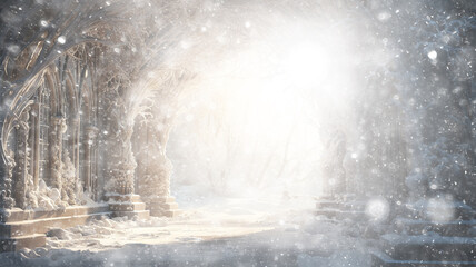 snowfall, winter white abstract background outside, nature snow falling, blurred background, festive look christmas blank copy space