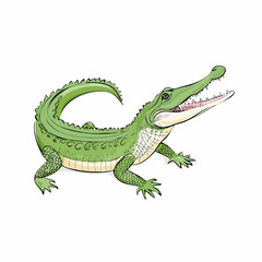 Naklejka premium Detailed illustration of crocodile with green scales and tail