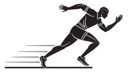 Obraz premium Dynamic Black and White Silhouette of a Sprinting Athlete