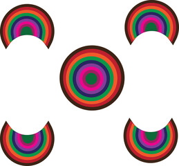 Obraz premium A vibrant abstract composition featuring concentric circles and semicircles in a rainbow of colors.