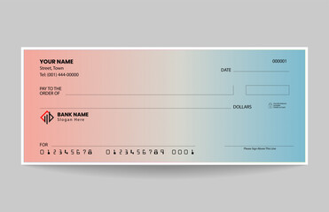 Blank Check Template with Modern Blue Gradient Background
