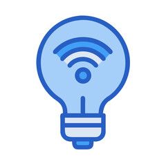 Blue light bulb with Wi-Fi symbol representing smart technology solutions