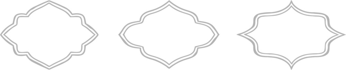 Collection of three decorative quatrefoil frames, elegant ornamental borders, and unique design elements