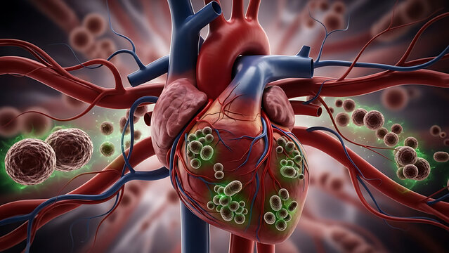 Bacterial Endocarditis or Heart And Bacteria and septicemia or sepsis as blood poisoning due to germ