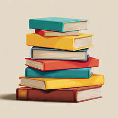 Illustrated Stack of Books Representing Education and Knowledge
