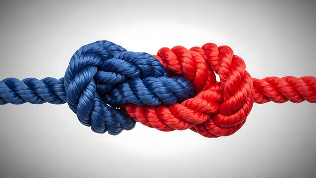 Agreement and cooperation as a bipartisan or bipartisanship trust concept and connected symbol as tw