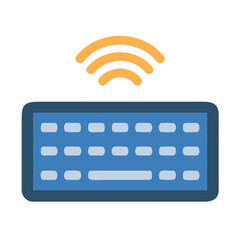 Wireless Keyboard Icon Illustration Featuring Technology and Connectivity in Flat Design