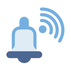 Blue bell icon with wifi signal, notification graphic design element