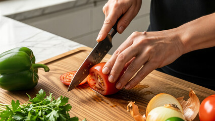 chef cutting vegetables